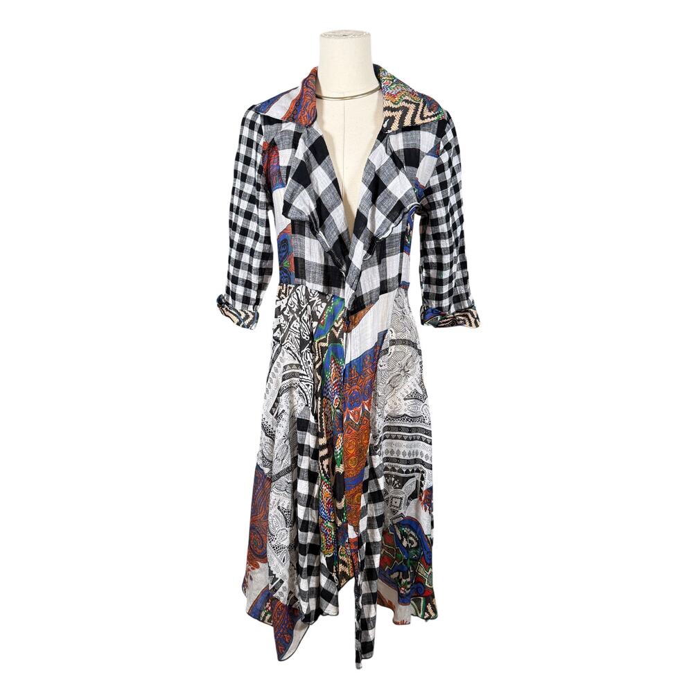 Feratelli Patchwork Kimono Longline Duster Cardigan Small Boho Whimsigoth Artsy
